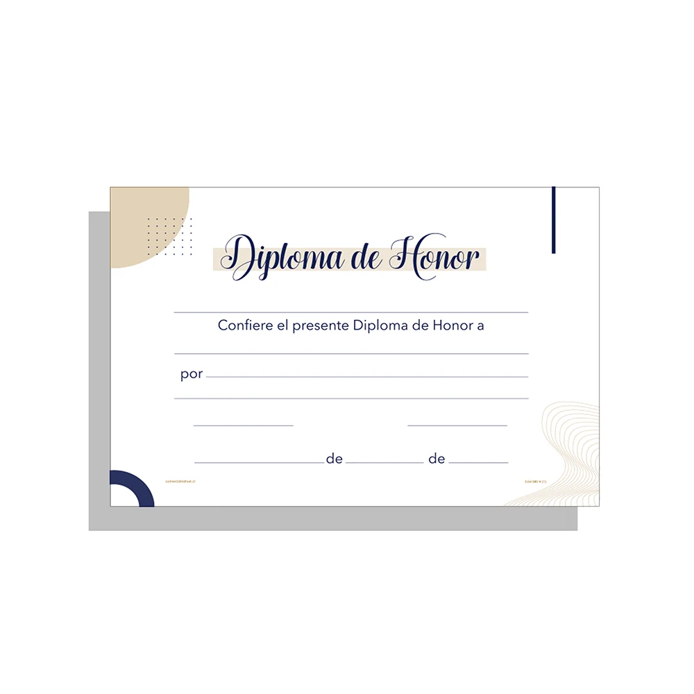 Diploma de Honor Horizontal Oficio (50 Unid) (Cód.: 280-H)