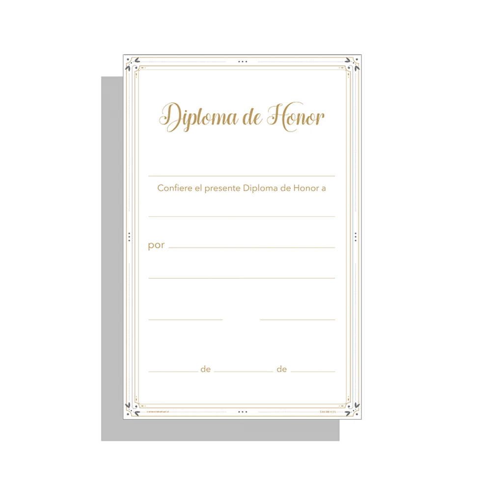 Diploma de Honor Vertical Oficio (50 Unid) (Cód.: 280-V)